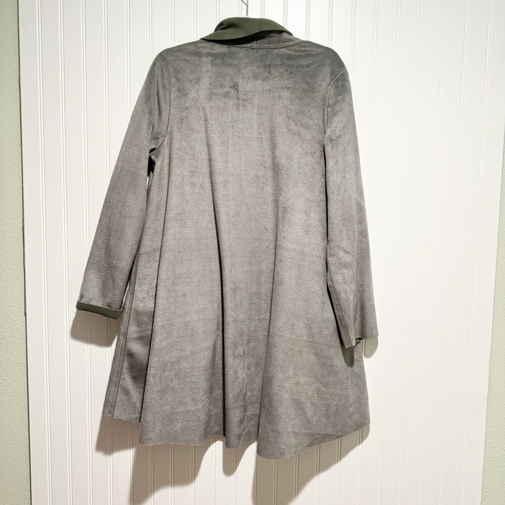 LOGO Lori Goldstein Reversible Brushed Fleece Jacket Green Gray Size Small - Picture 6 of 7